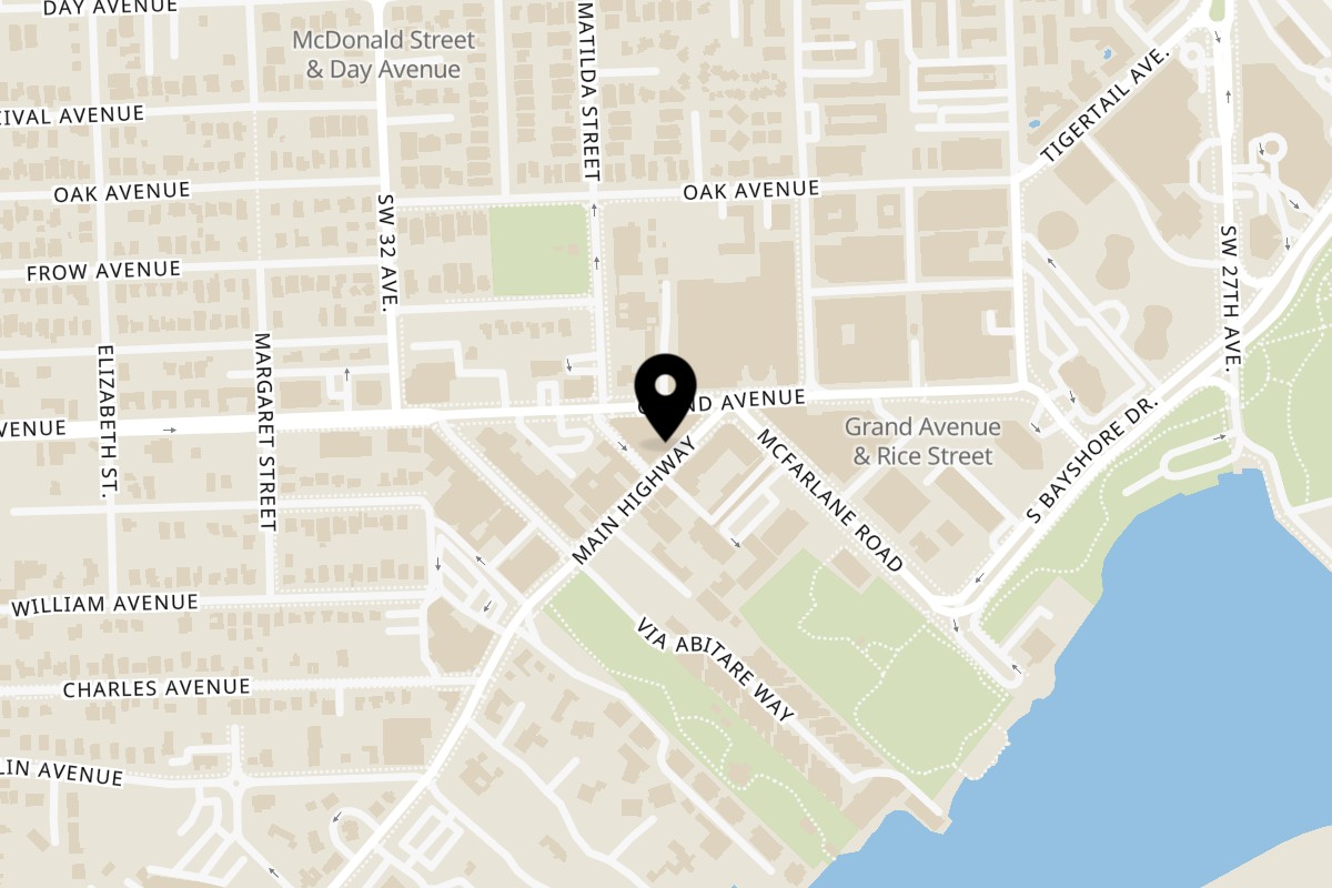 Map showing the location of Le Bouchon Du Grove on 3430 Main Hwy in Coconut Grove